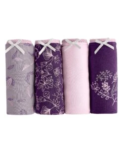 Slip Coton Imprimé Motif Floral Assorti – Lot De 4 -Élégance Nuit Soldes Boutique 700361 01 3