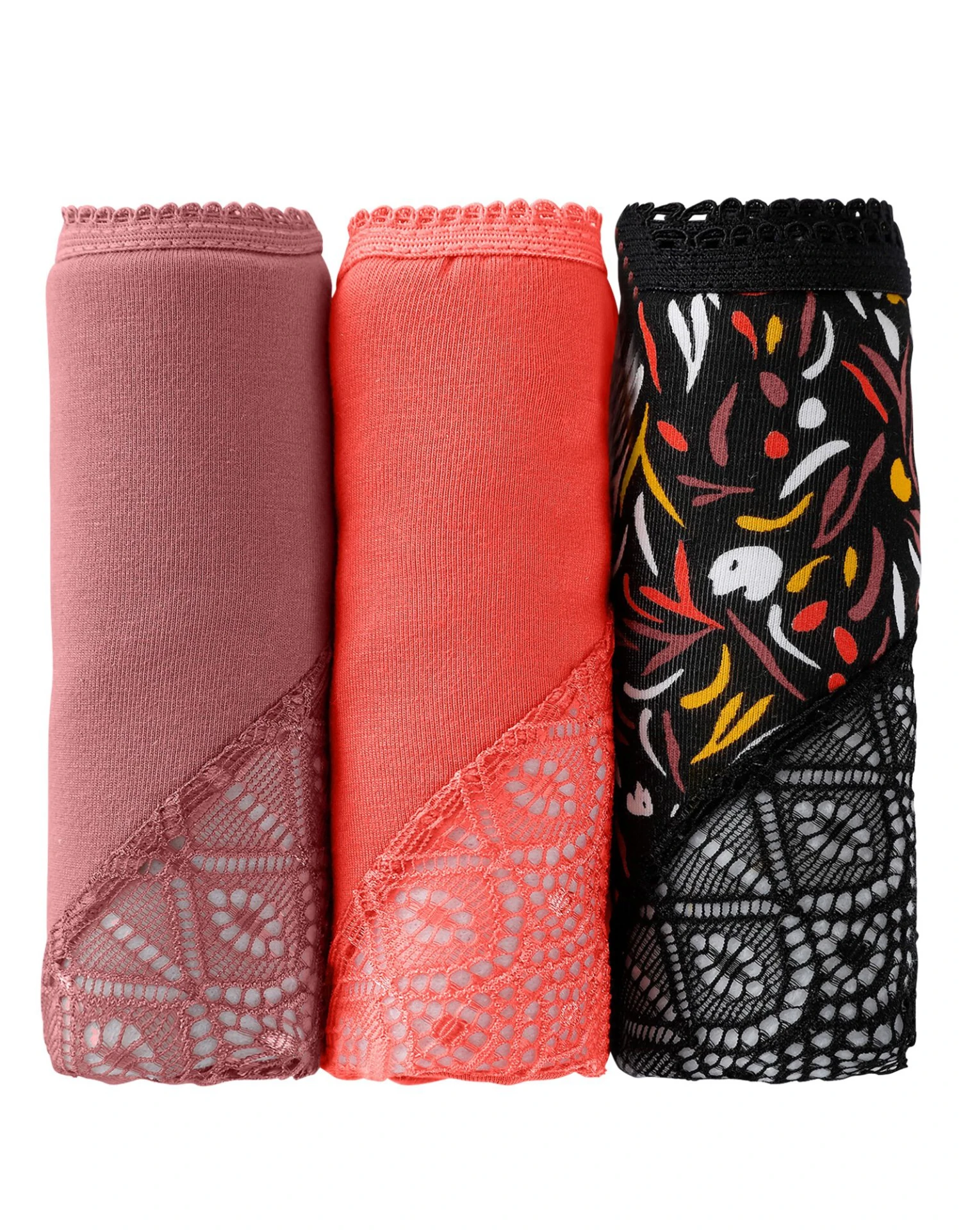 Shorty Coton Stretch Imprimé Et Dentelle - Lot De 3 8 Shorty Coton Stretch Imprimé Et Dentelle - Lot De 3 – Image 8