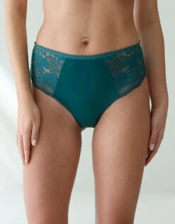 Culotte Forme Tanga Taille Haute Microfibre Et Dentelle Stretch - Lot De 2