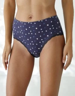 Culotte Taille Haute Coton Stretch Imprimé " Coeurs" Et Dentelle - Lot De 3