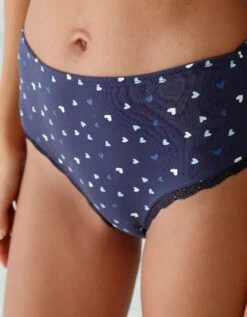 Culotte Taille Haute Coton Stretch Imprimé " Coeurs" Et Dentelle - Lot De 3 -Élégance Nuit Soldes Boutique 700562 C01 zoomx vue3
