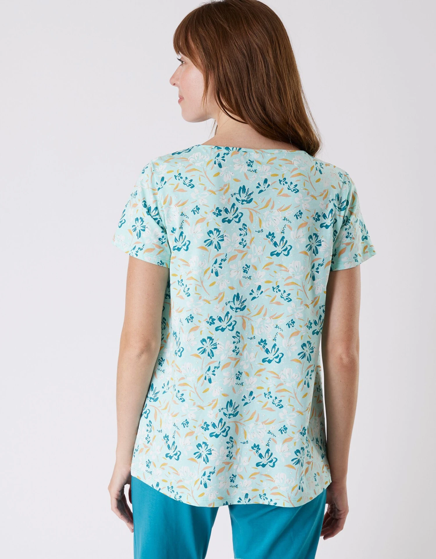 Tee-shirt Pyjama Manches Courtes Imprimé Floral 2 Tee-shirt Pyjama Manches Courtes Imprimé Floral – Image 2