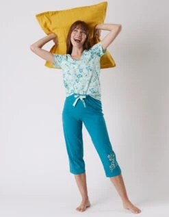 Tee-shirt Pyjama Manches Courtes Imprimé Floral 8 Tee-shirt Pyjama Manches Courtes Imprimé Floral -Élégance Nuit Soldes Boutique 703042 C01 zoomx vue3