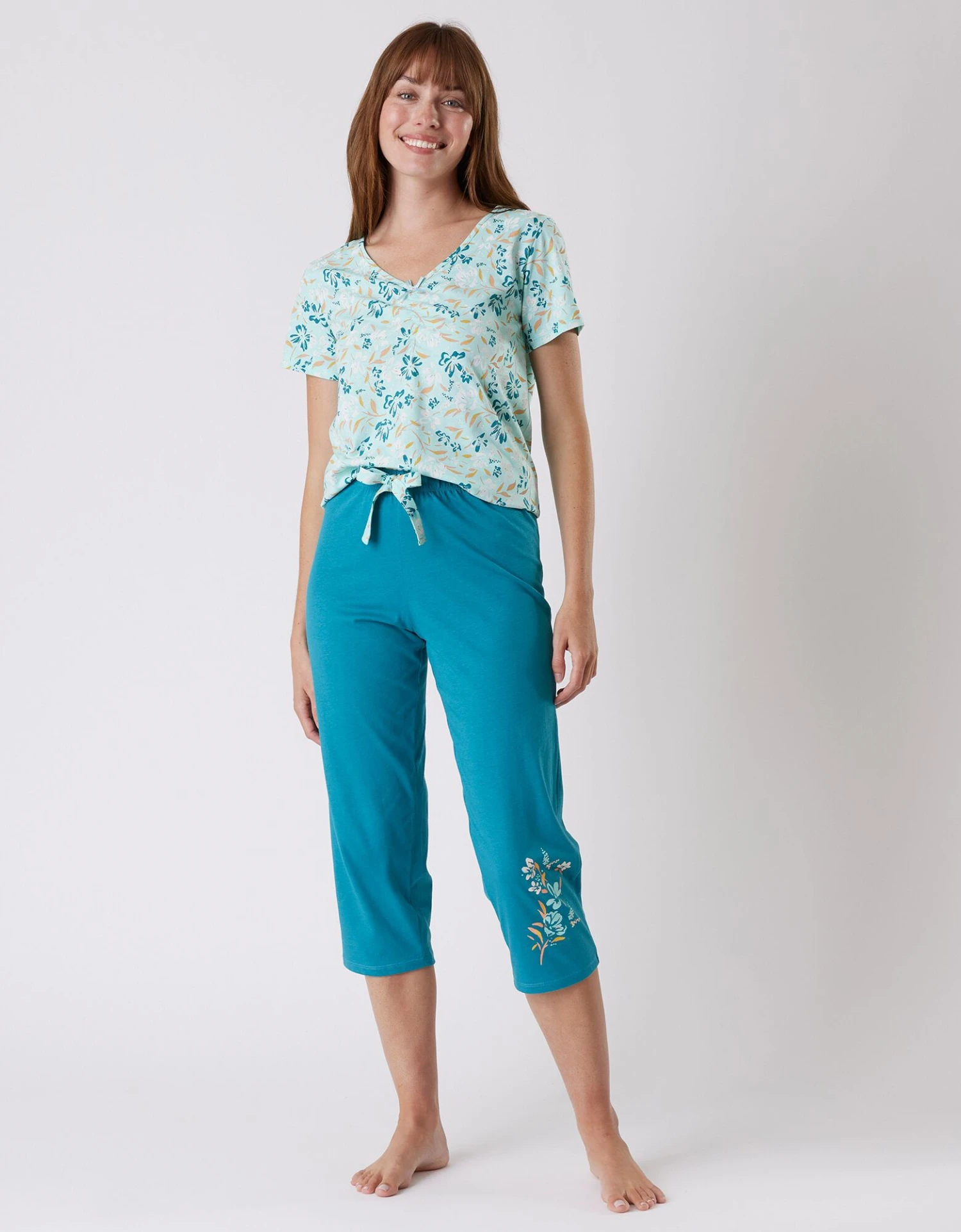 Tee-shirt Pyjama Manches Courtes Imprimé Floral 6 Tee-shirt Pyjama Manches Courtes Imprimé Floral – Image 6