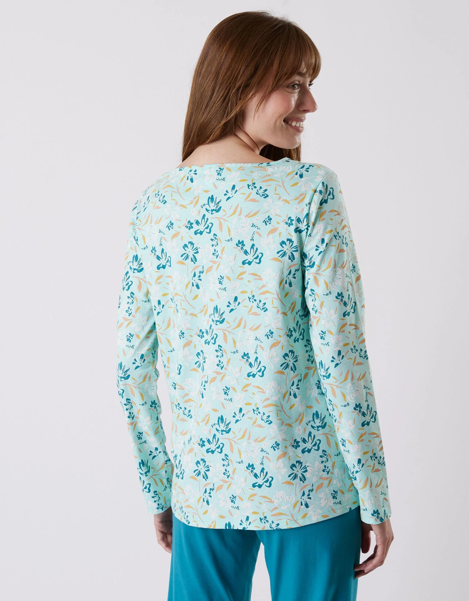 Tee-shirt Pyjama Manches Longues Imprimé Floral 2 Tee-shirt Pyjama Manches Longues Imprimé Floral – Image 2