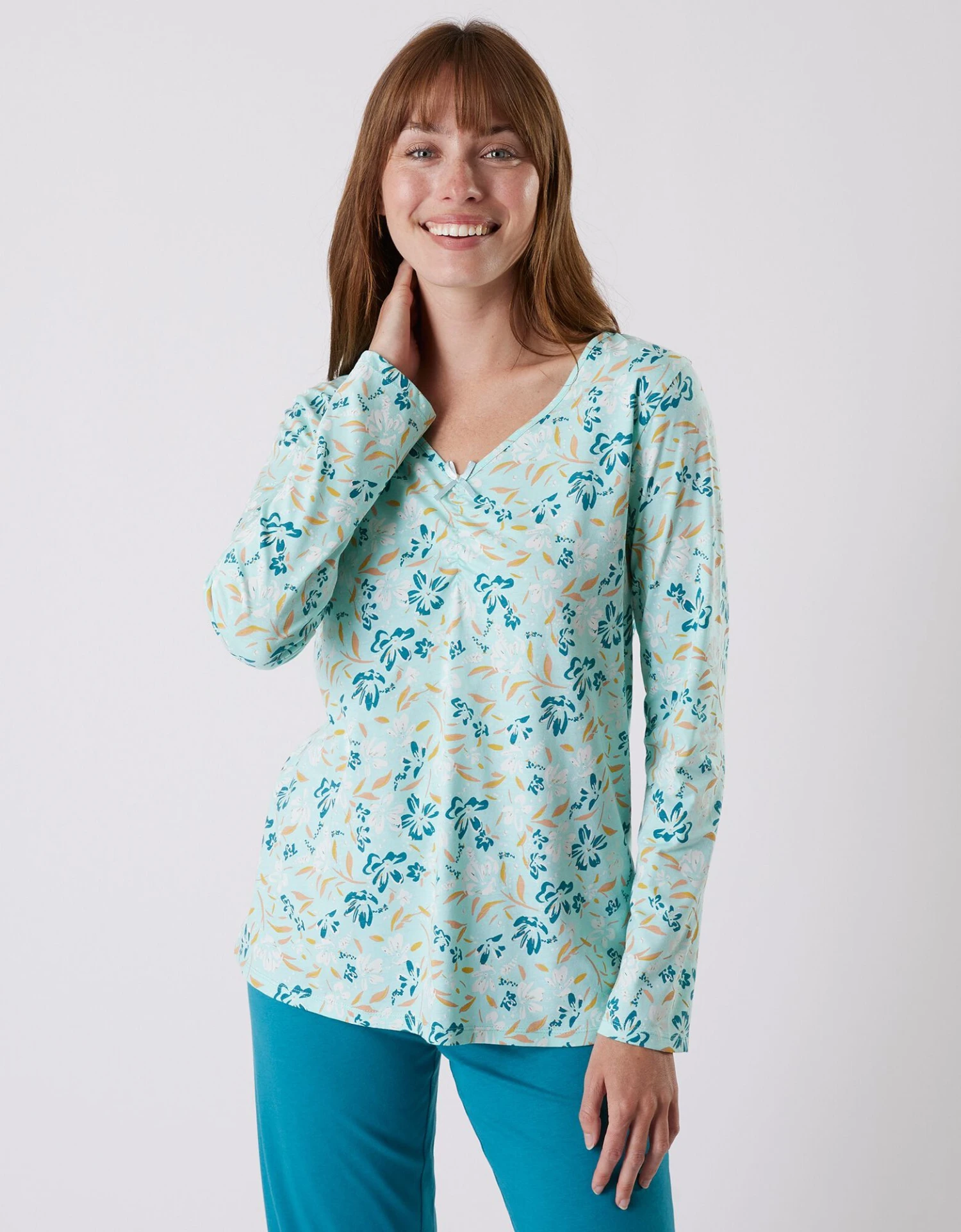 Tee-shirt Pyjama Manches Longues Imprimé Floral 5 Tee-shirt Pyjama Manches Longues Imprimé Floral – Image 5