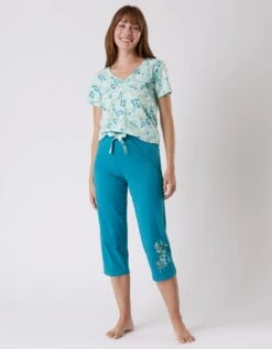 Pantalon Court Pyjama Imprimé Placé "jardin Secret" -Élégance Nuit Soldes Boutique 703074 C01 zoomx vue6