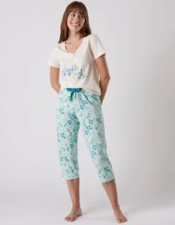 Pantalon Court Pyjama Imprimé Floral -Élégance Nuit Soldes Boutique 703075 C01 zoomx vue3