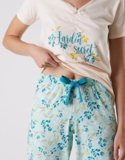 Pantalon Court Pyjama Imprimé Floral -Élégance Nuit Soldes Boutique 703075 C01 zoomx vue4