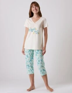 Pantalon Court Pyjama Imprimé Floral -Élégance Nuit Soldes Boutique 703075 C01 zoomx vue5