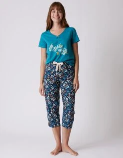 Pantalon Court Pyjama Imprimé Floral -Élégance Nuit Soldes Boutique 703075 C02 zoomx vue3