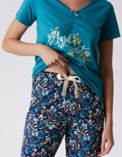 Pantalon Court Pyjama Imprimé Floral -Élégance Nuit Soldes Boutique 703075 C02 zoomx vue4