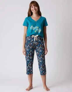 Pantalon Court Pyjama Imprimé Floral -Élégance Nuit Soldes Boutique 703075 C02 zoomx vue5
