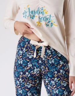 Pantalon Pyjama Coton Imprimé Floral 9 Pantalon Pyjama Coton Imprimé Floral -Élégance Nuit Soldes Boutique 703077 C02 zoomx vue3