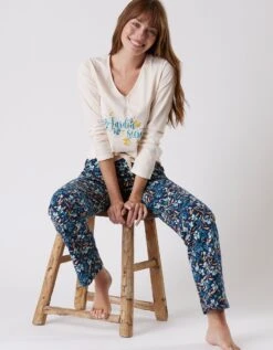 Pantalon Pyjama Coton Imprimé Floral 10 Pantalon Pyjama Coton Imprimé Floral -Élégance Nuit Soldes Boutique 703077 C02 zoomx vue4