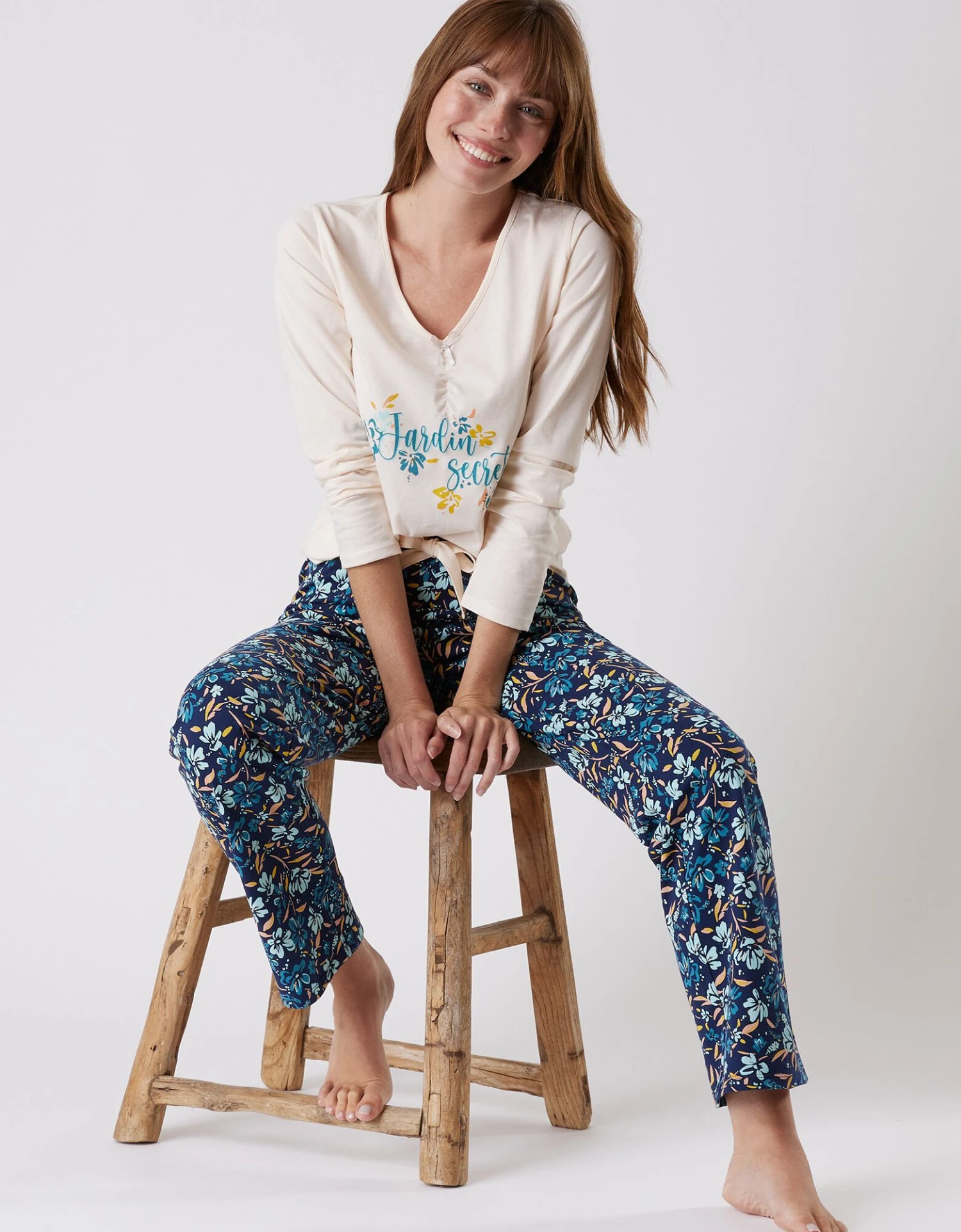 Pantalon Pyjama Coton Imprimé Floral 4 Pantalon Pyjama Coton Imprimé Floral – Image 4