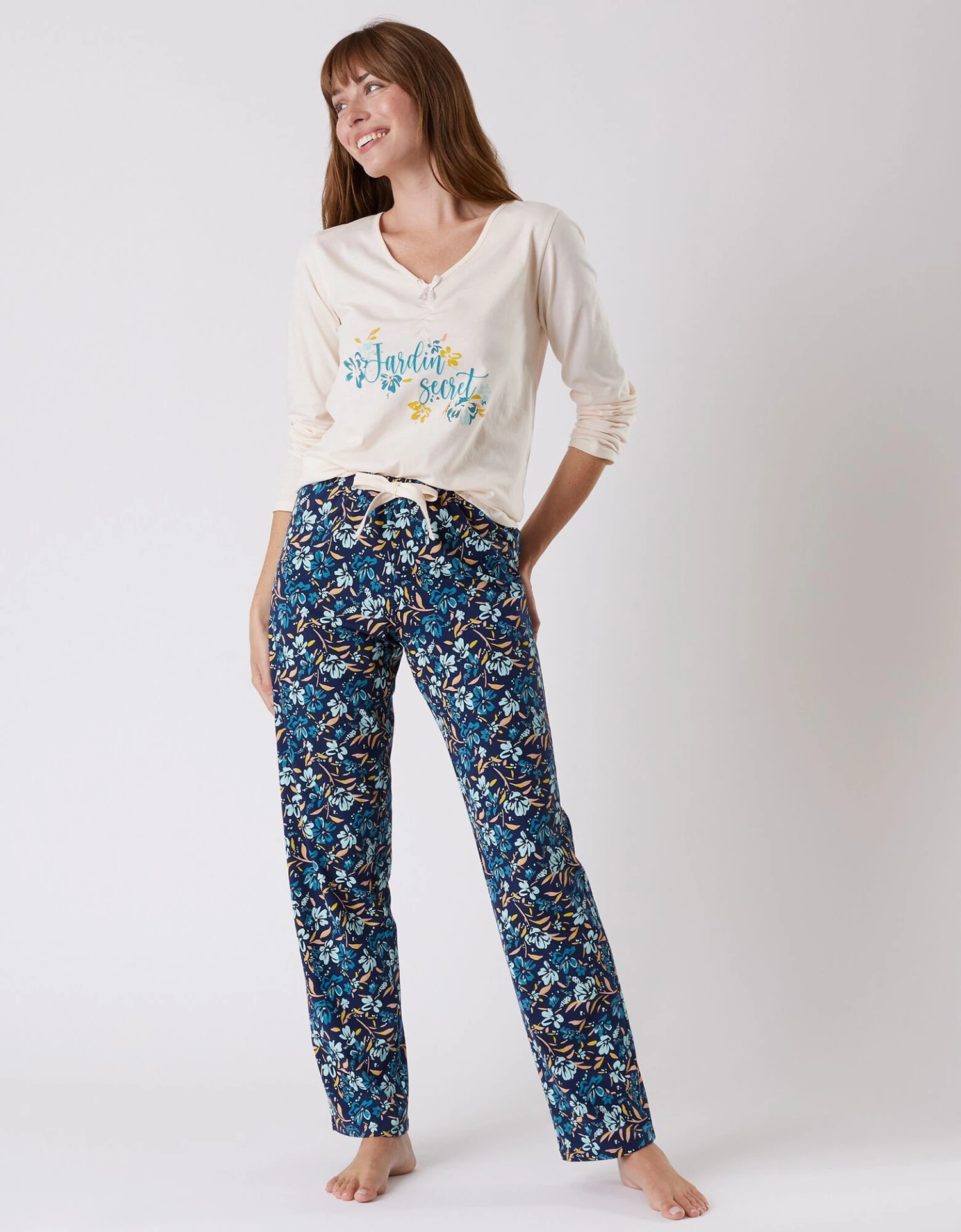 Pantalon Pyjama Coton Imprimé Floral 7 Pantalon Pyjama Coton Imprimé Floral – Image 7