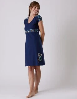 Chemise De Nuit Manches Courtes Imprimé Placé "jardin Secret" -Élégance Nuit Soldes Boutique 703087 C01 zoomx vue5