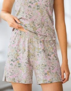 Pyjama Short Volanté Imprimé Fleuri. -Élégance Nuit Soldes Boutique 703106 C01 zoomx vue4