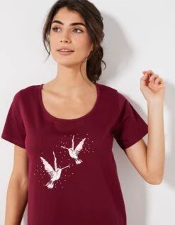 Chemise De Nuit Courte Imprimé Oiseaux -Élégance Nuit Soldes Boutique 703124 C01 zoomx vue3