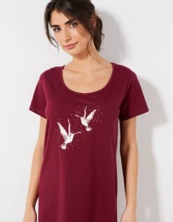 Chemise De Nuit Courte Imprimé Oiseaux -Élégance Nuit Soldes Boutique 703124 C01 zoomx vue5