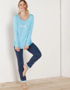 Tee-shirt Manches Longues – Turquoise -Élégance Nuit Soldes Boutique 703147 C01 zoomx vue4