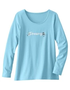 Tee-shirt Manches Longues – Turquoise -Élégance Nuit Soldes Boutique 703147 C01 zoomx vue6