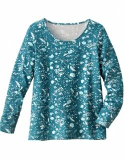 Tee-shirt Manches Longues – Fleuri émeraude -Élégance Nuit Soldes Boutique 703148 C01 zoomx vue5