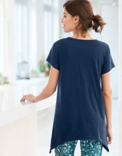 Tee-shirt Asymétrique Manches Courtes – Marine -Élégance Nuit Soldes Boutique 703149 C01 zoomx vue3