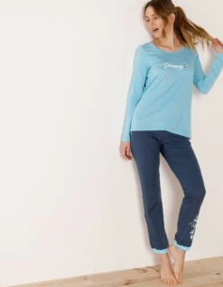 Pantalon De Pyjama – Uni Marine -Élégance Nuit Soldes Boutique 703154 C01 zoomx vue5