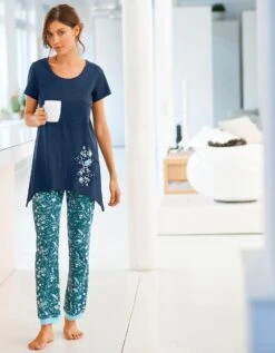 Pantalon De Pyjama – Fleuri émeraude