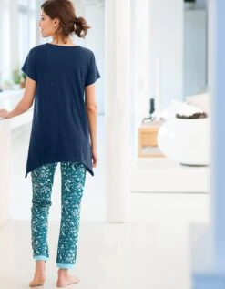 Pantalon De Pyjama – Fleuri émeraude -Élégance Nuit Soldes Boutique 703155 C01 zoomx vue3