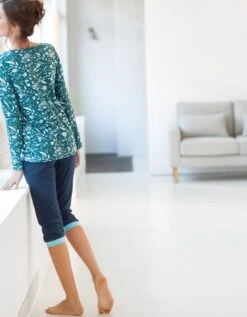 Pantacourt De Pyjama – Uni Marine -Élégance Nuit Soldes Boutique 703156 C01 zoomx vue3