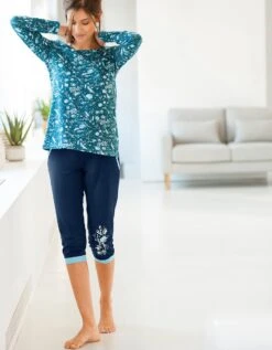 Pantacourt De Pyjama – Uni Marine -Élégance Nuit Soldes Boutique 703156 C01 zoomx vue4