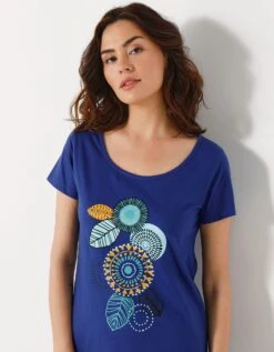 Chemise De Nuit Courte Manches Courtes Motif "rosaces" -Élégance Nuit Soldes Boutique 703208 C01 zoomx vue6