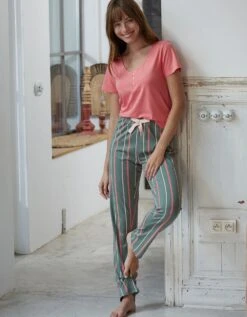 Pantalon Pyjama Imprimé Rayures 7 Pantalon Pyjama Imprimé Rayures -Élégance Nuit Soldes Boutique 703214 C01 zoomx vue3