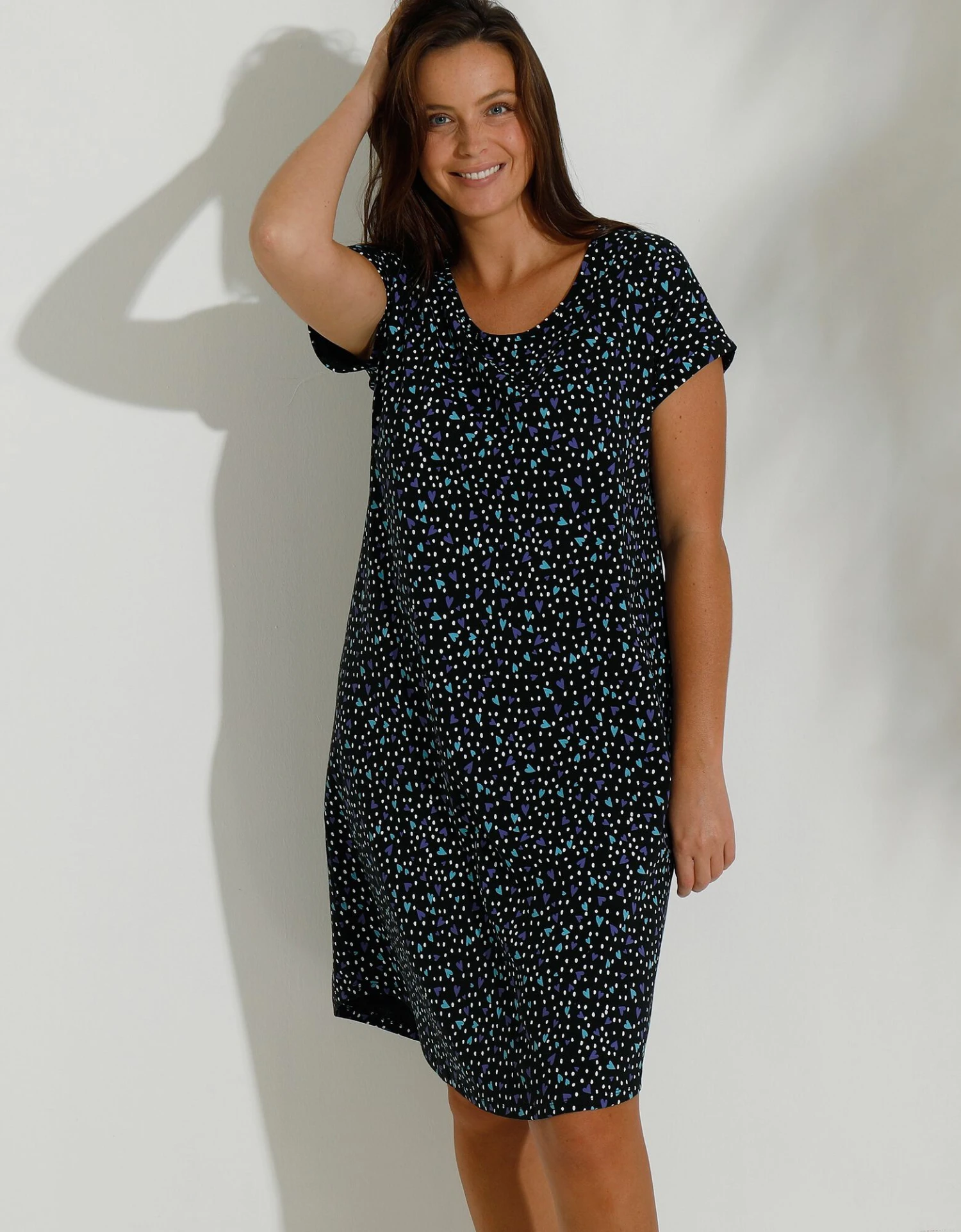 Chemise De Nuit Coton Imprimé "coeurs" 1 Chemise De Nuit Coton Imprimé "coeurs"