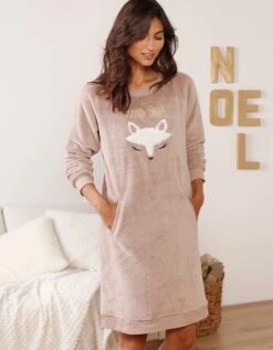 Chemise De Nuit Polaire, Manches Longues