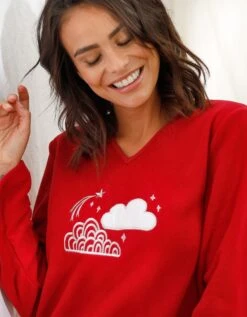 Chemise De Nuit Longue Nuages En Micro-polaire -Élégance Nuit Soldes Boutique 703472 C01 zoomx vue4