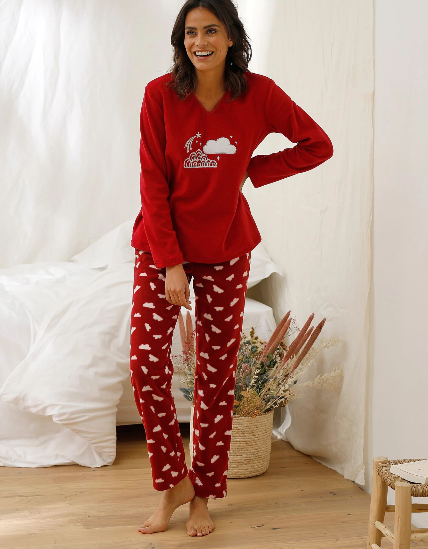 Pyjama Complet Nuages, Polaire Et Manches Longues 2 Pyjama Complet Nuages, Polaire Et Manches Longues – Image 2