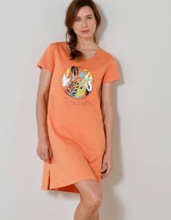 Chemise De Nuit Courte Imprimé "Tropical"