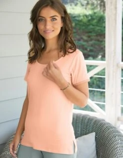 Tee-shirt Pyjama Maille Viscose Côtelée -Élégance Nuit Soldes Boutique 703590 C01 zoomx vue7