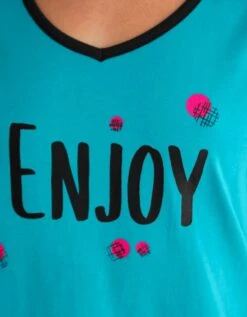 Tee-shirt Manches Courtes Coton Uni Imprimé Placé "Enjoy" -Élégance Nuit Soldes Boutique 703593 C02 zoomx vue5