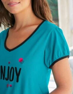 Tee-shirt Manches Courtes Coton Uni Imprimé Placé "Enjoy" -Élégance Nuit Soldes Boutique 703593 C02 zoomx vue6