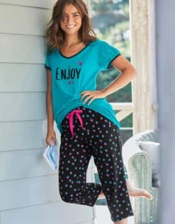 Tee-shirt Manches Courtes Coton Uni Imprimé Placé "Enjoy" -Élégance Nuit Soldes Boutique 703593 C02 zoomx vue7