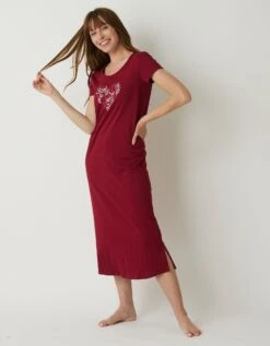 Chemise De Nuit Longue Manches Courtes Motif "papillons" -Élégance Nuit Soldes Boutique 703594 C01 zoomx vue3