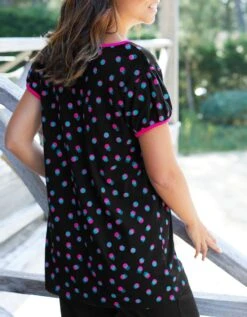 Tee-shirt Manches Courtes Coton Enjoy Imprimé Pois -Élégance Nuit Soldes Boutique 703595 C01 zoomx vue3