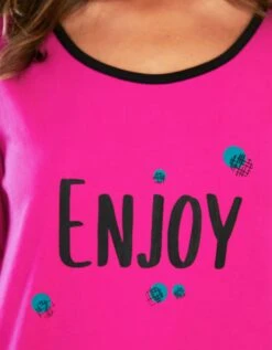 Tee-shirt Manches Longues Coton Uni Imprimé Placé "Enjoy" -Élégance Nuit Soldes Boutique 703596 C01 zoomx vue7
