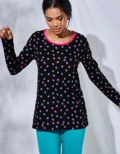 Tee-shirt Manches Longues Coton Enjoy Imprimé Pois 9 Tee-shirt Manches Longues Coton Enjoy Imprimé Pois -Élégance Nuit Soldes Boutique 703597 C01 zoomx vue5