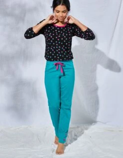 Pantalon Pyjama Coton Enjoy Uni Imprimé Placé -Élégance Nuit Soldes Boutique 703603 C02 zoomx vue3